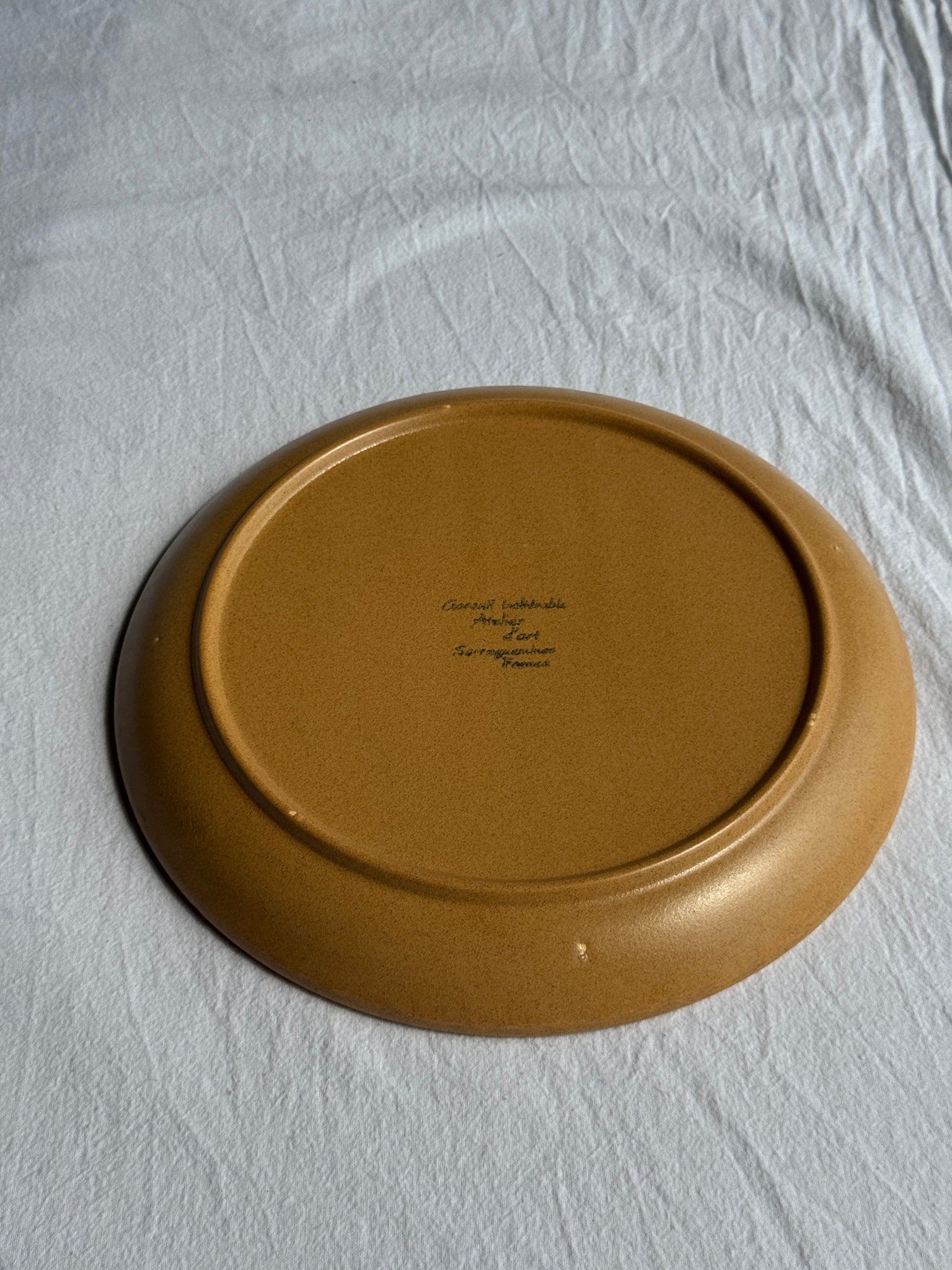 Grand plat circulaire Sarreguemines liseré brun D28,5 (2)