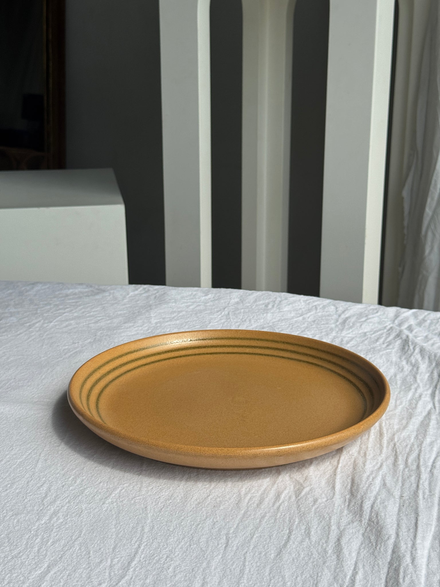 Grand plat circulaire Sarreguemines liseré brun D28,5 (2)