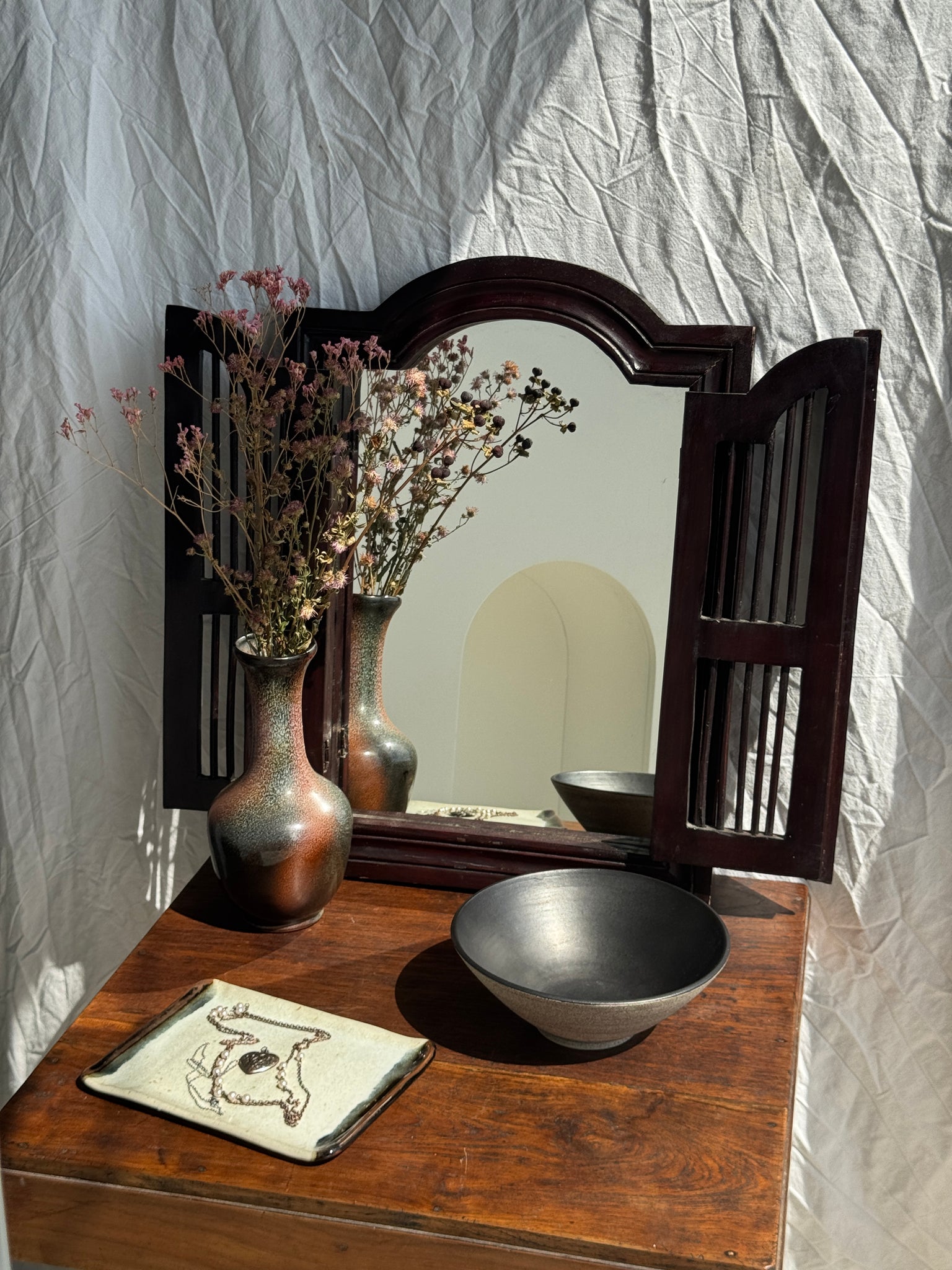 Vase en céramique brun H25