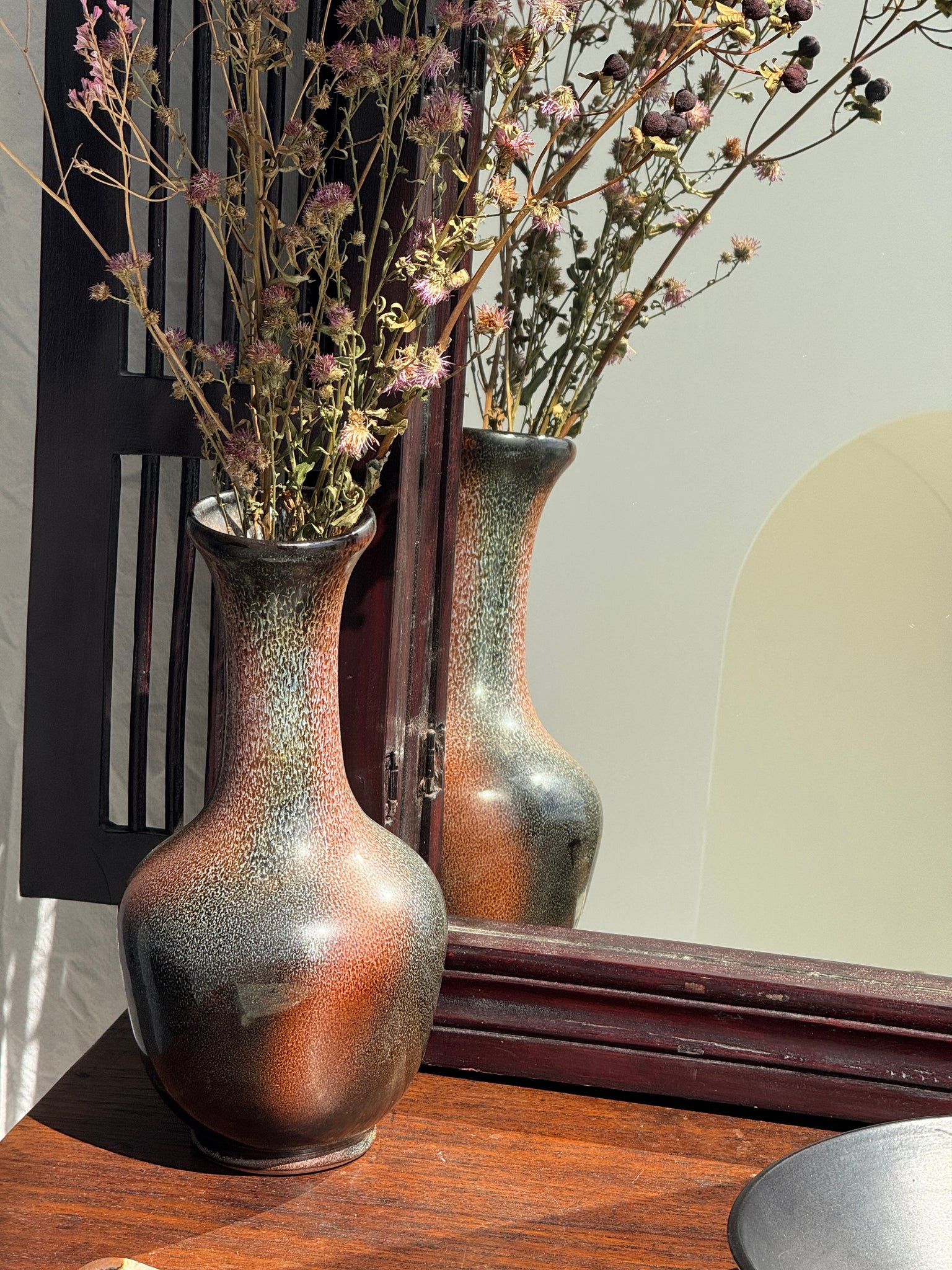 Vase en céramique brun H25