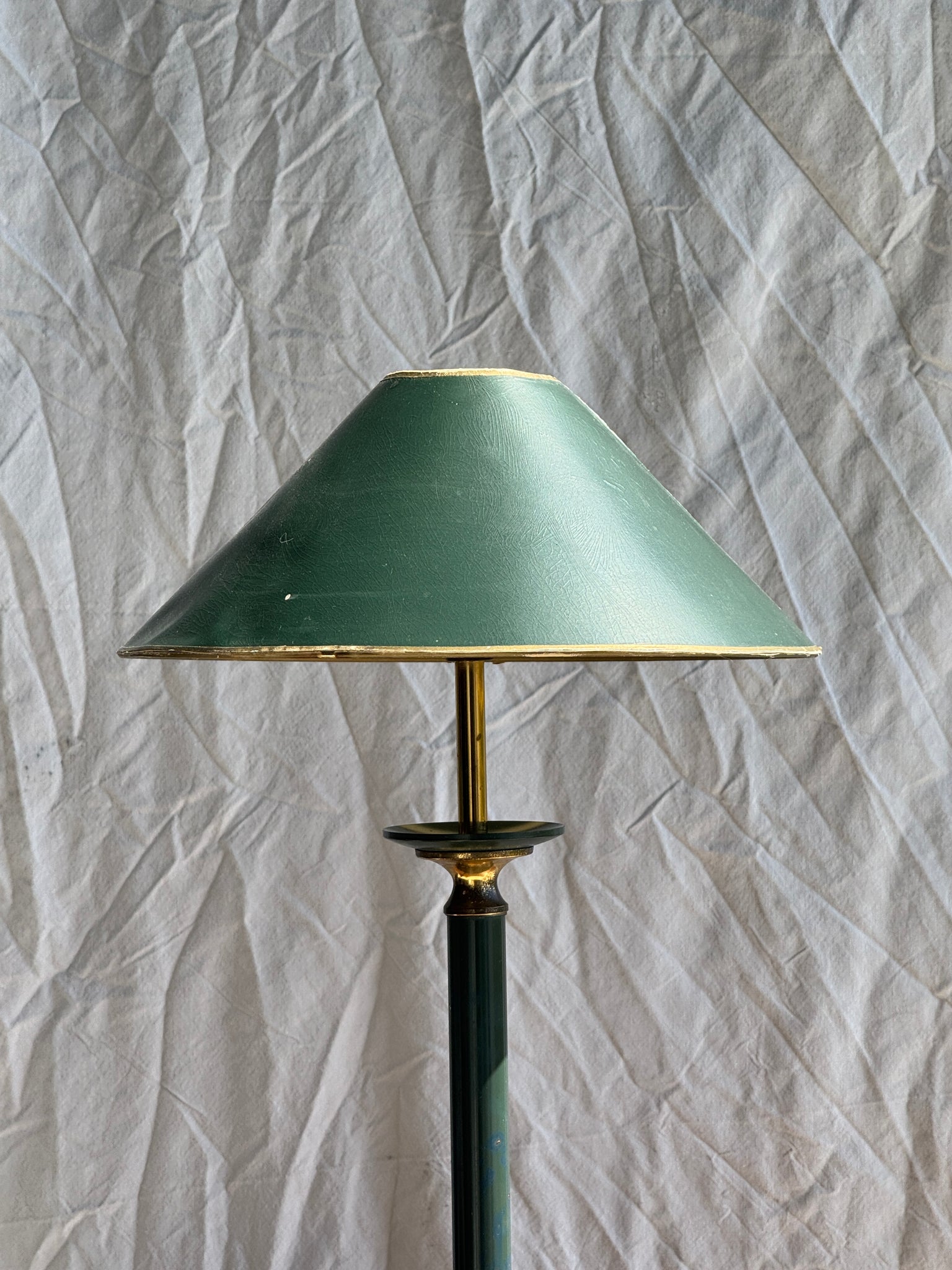 Lampe à poser vintage verte et dorée H60 D30