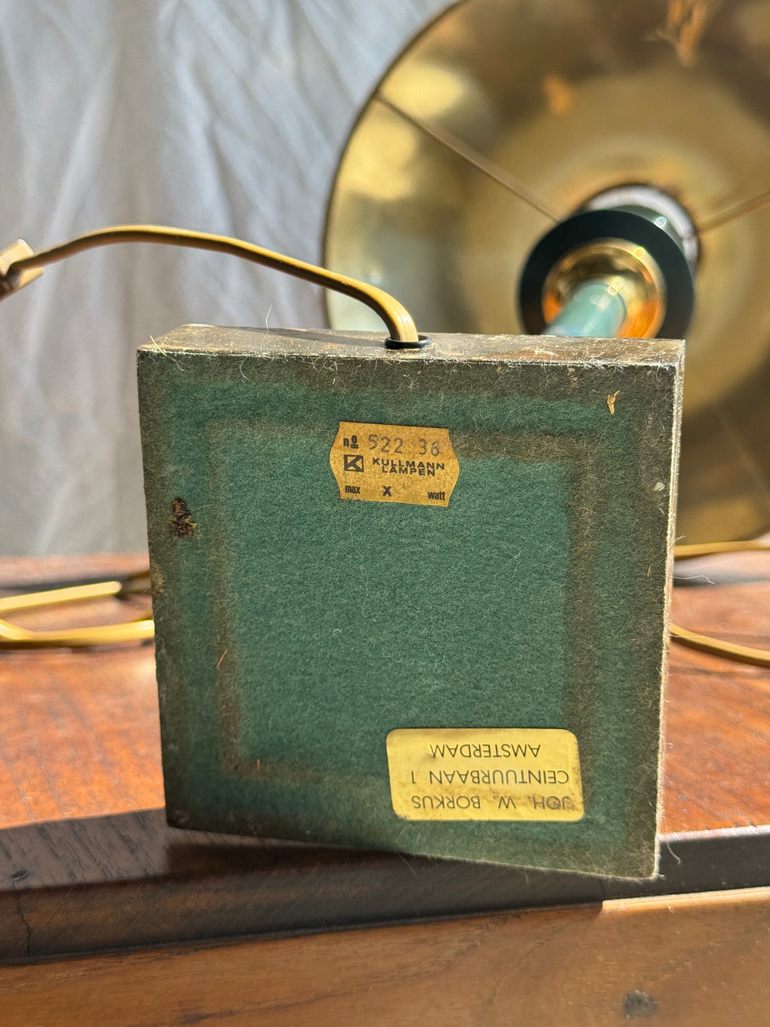 Lampe à poser vintage verte et dorée H60 D30
