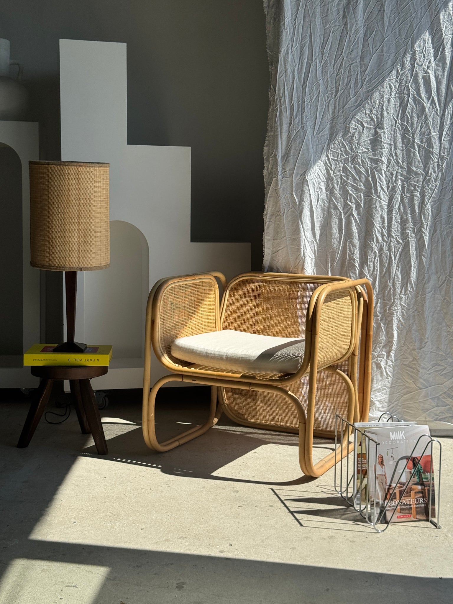 Pied de lampe vintage en bois design H43