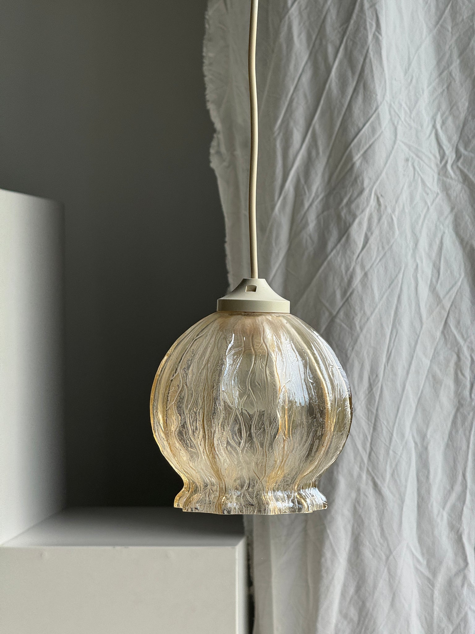 Suspension vintage en verre soufflé
