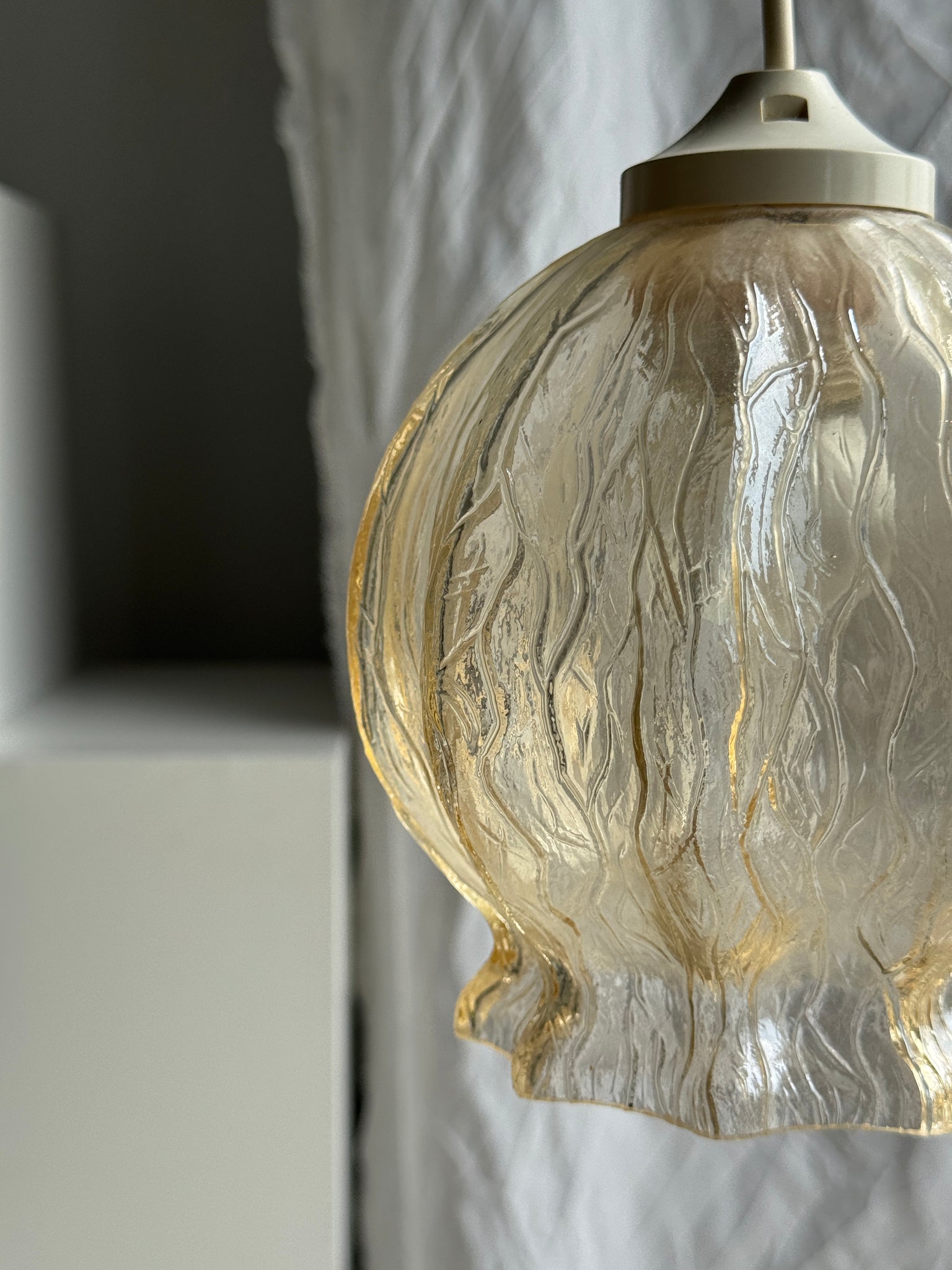 Suspension vintage en verre soufflé