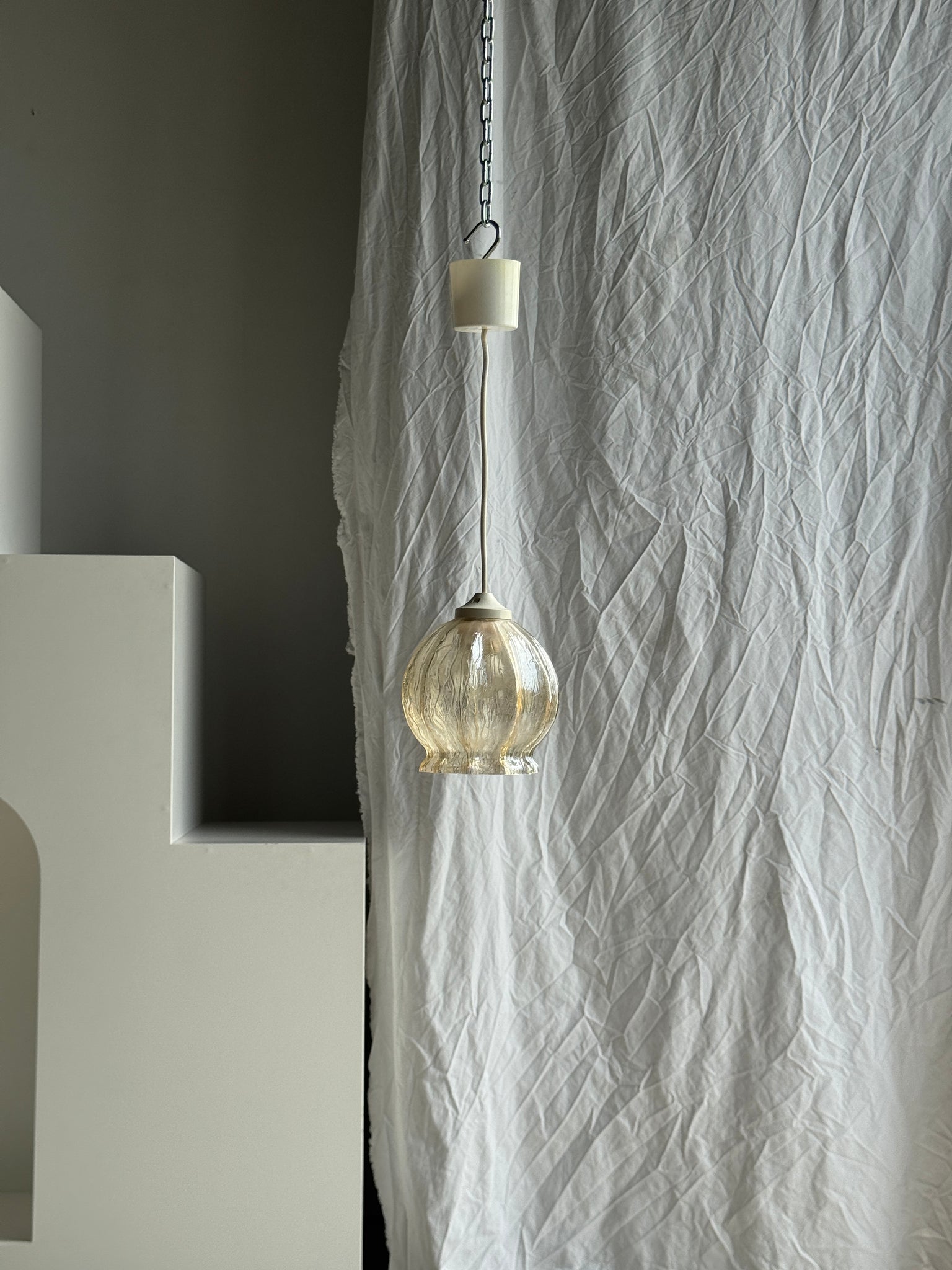 Suspension vintage en verre soufflé