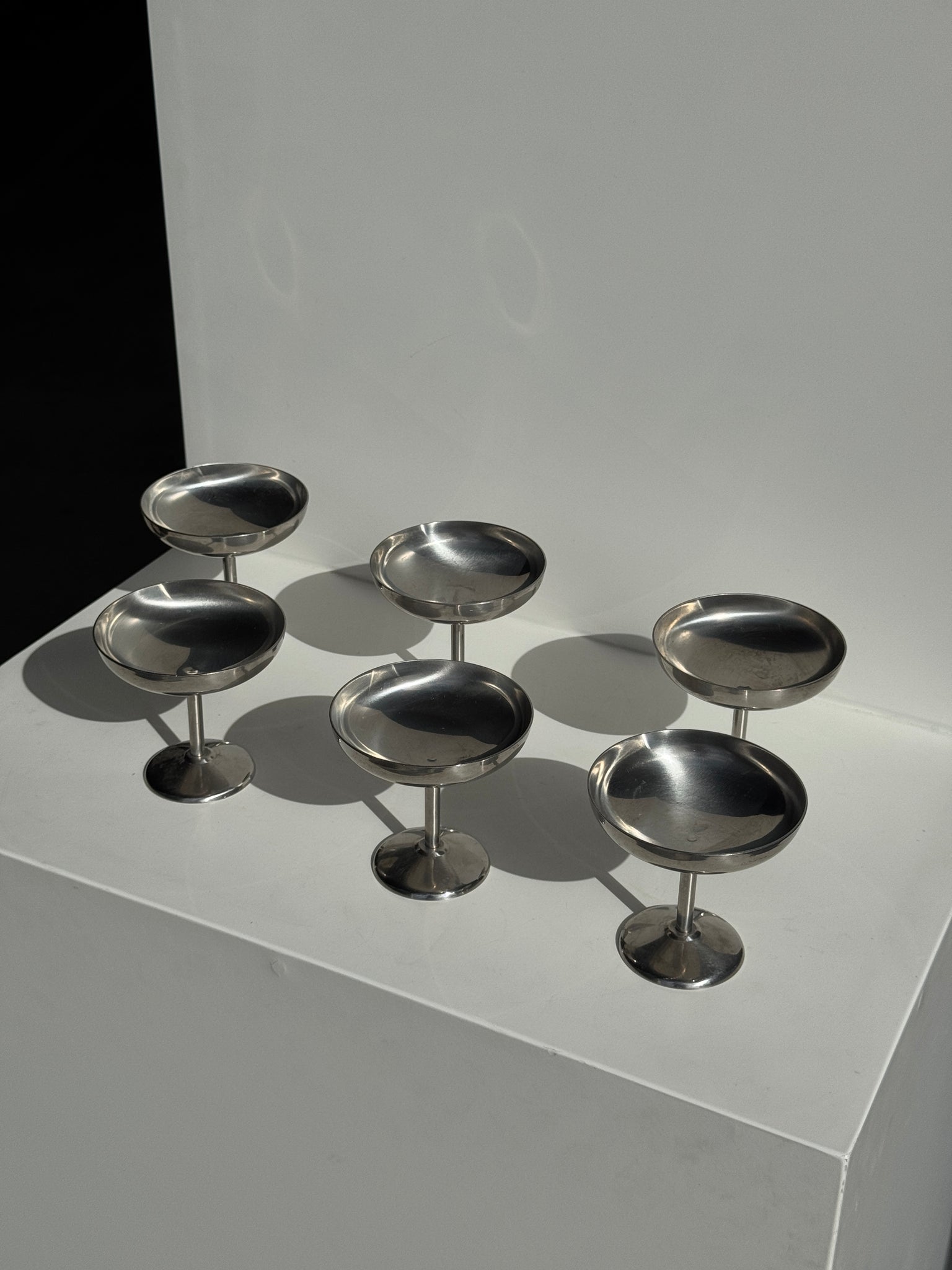 Lot de 6 coupes à glace en métal vintage hautes D9 H8,5