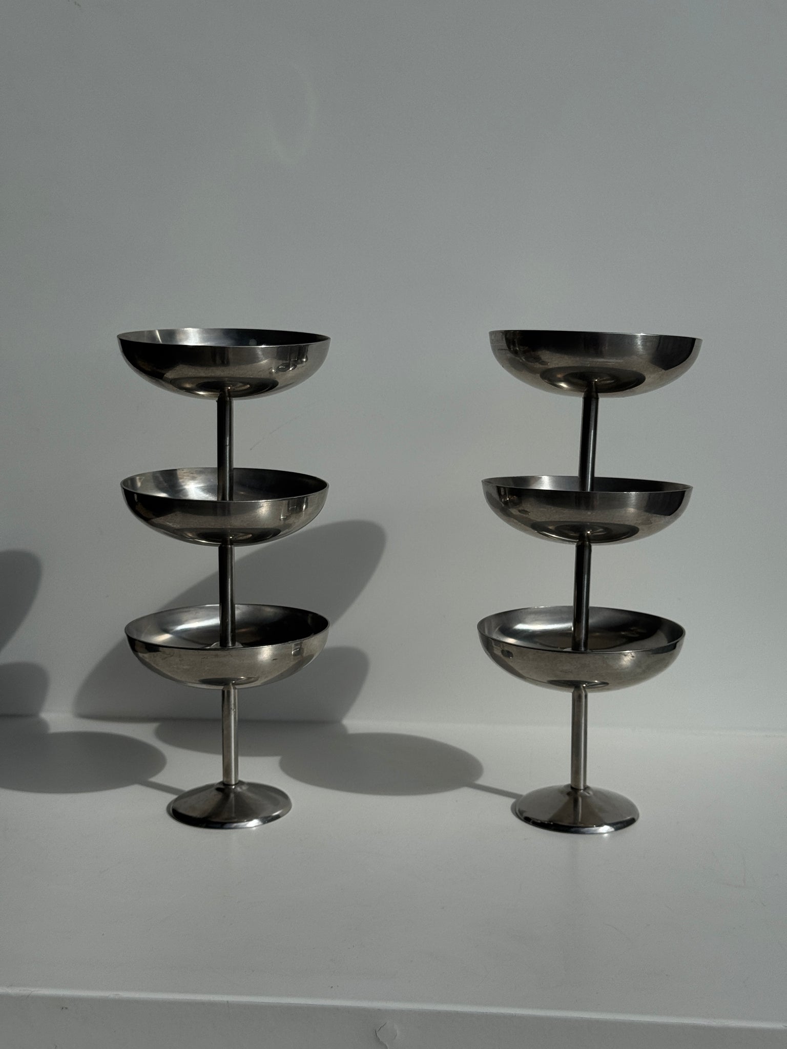 Lot de 6 coupes à glace en métal vintage hautes D9 H8,5
