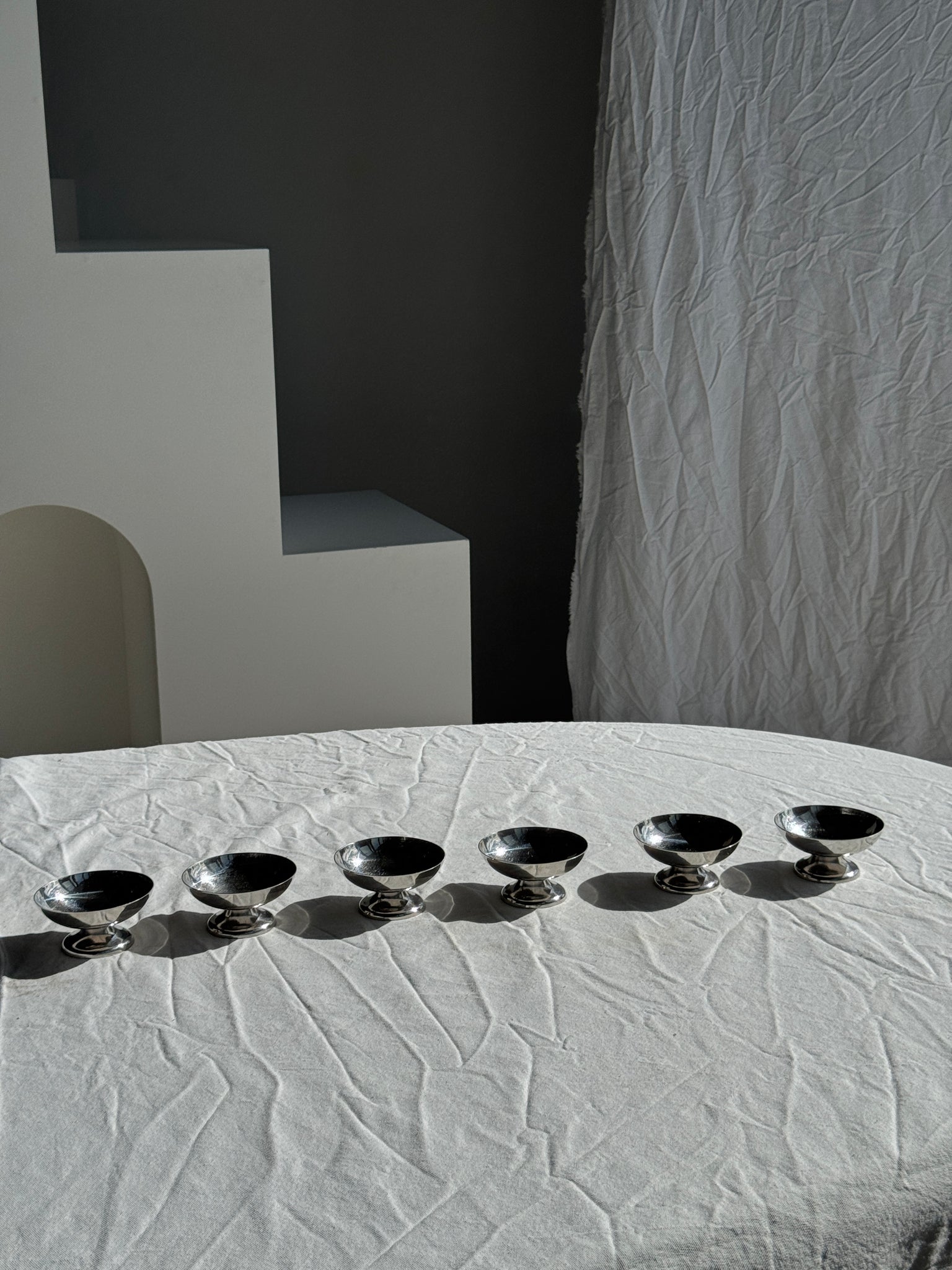 Lot de 6 petites coupes à glace en métal vintage H4,5 D9