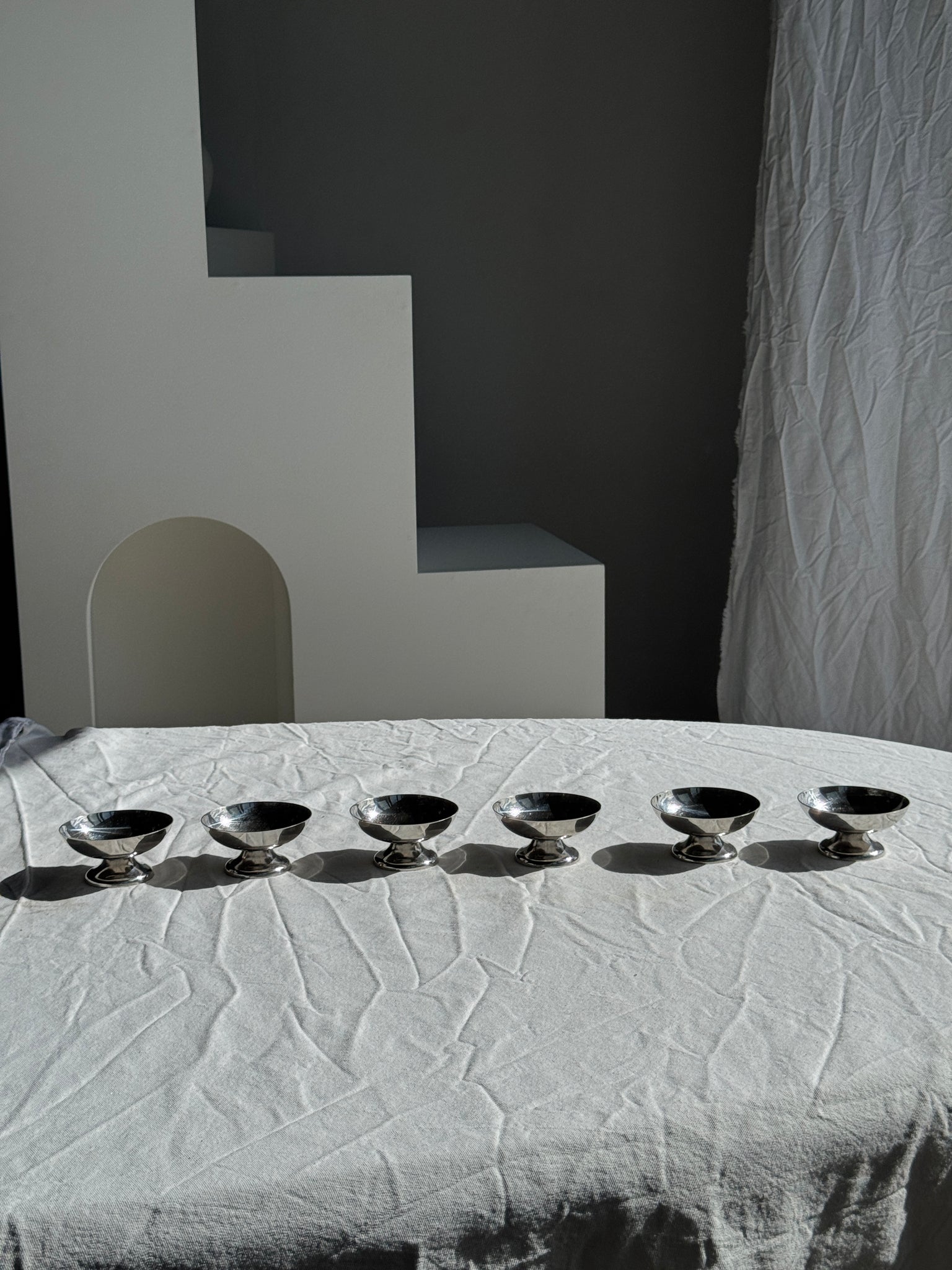Lot de 6 petites coupes à glace en métal vintage H4,5 D9