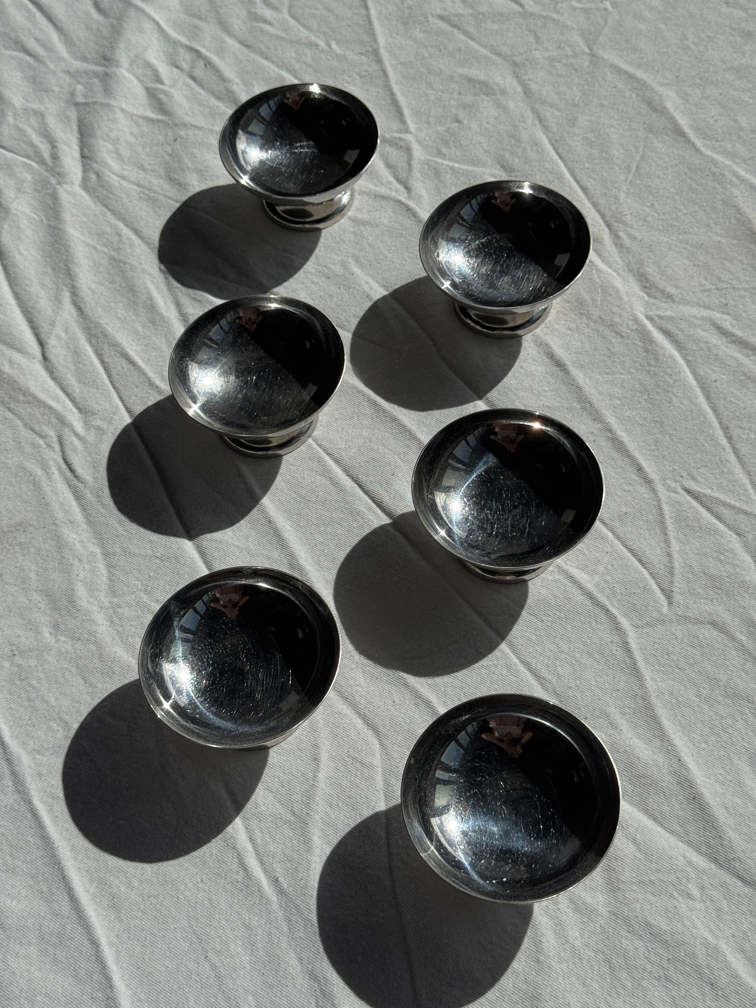 Lot de 6 petites coupes à glace en métal vintage H4,5 D9