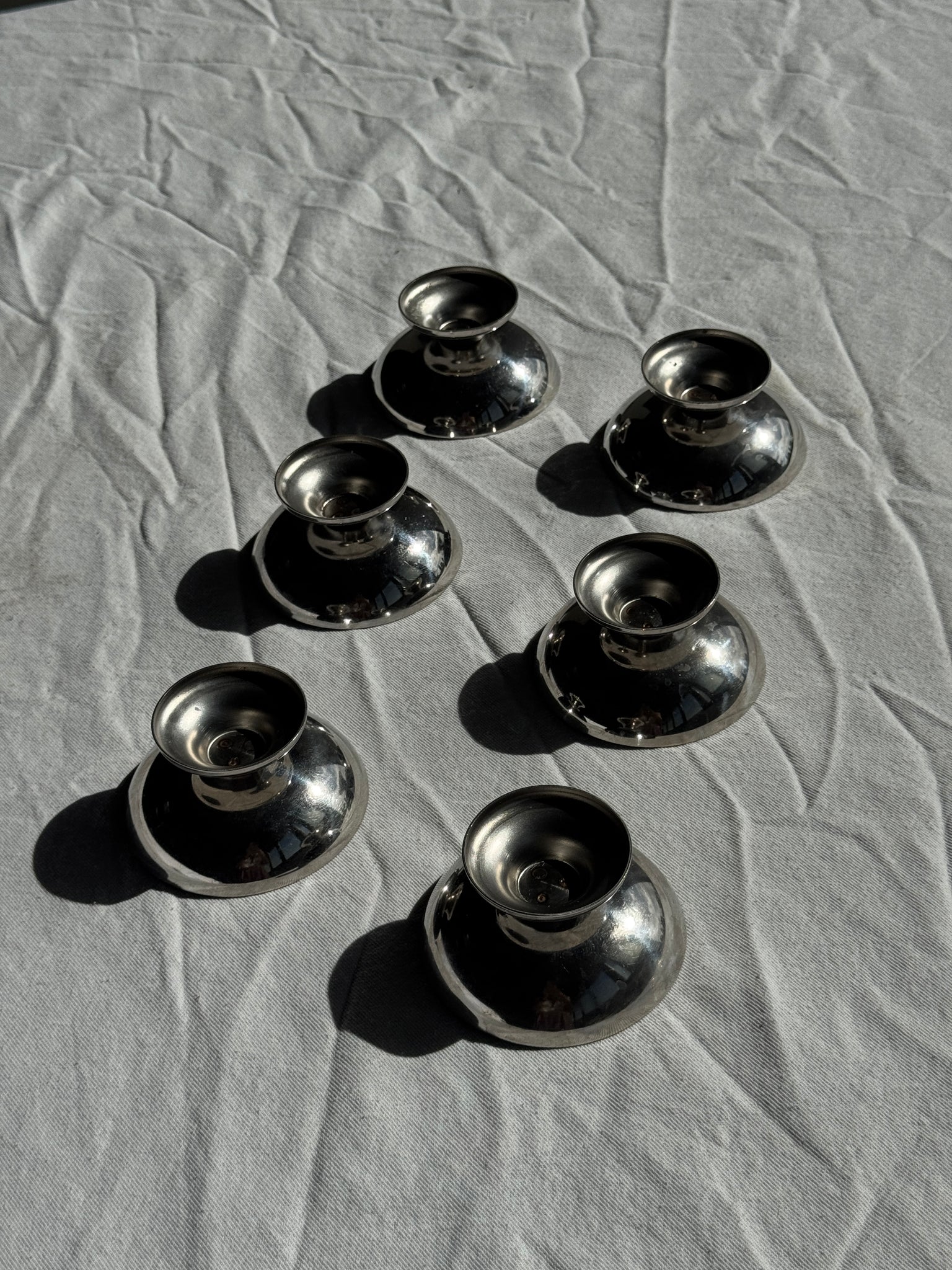Lot de 6 petites coupes à glace en métal vintage H4,5 D9