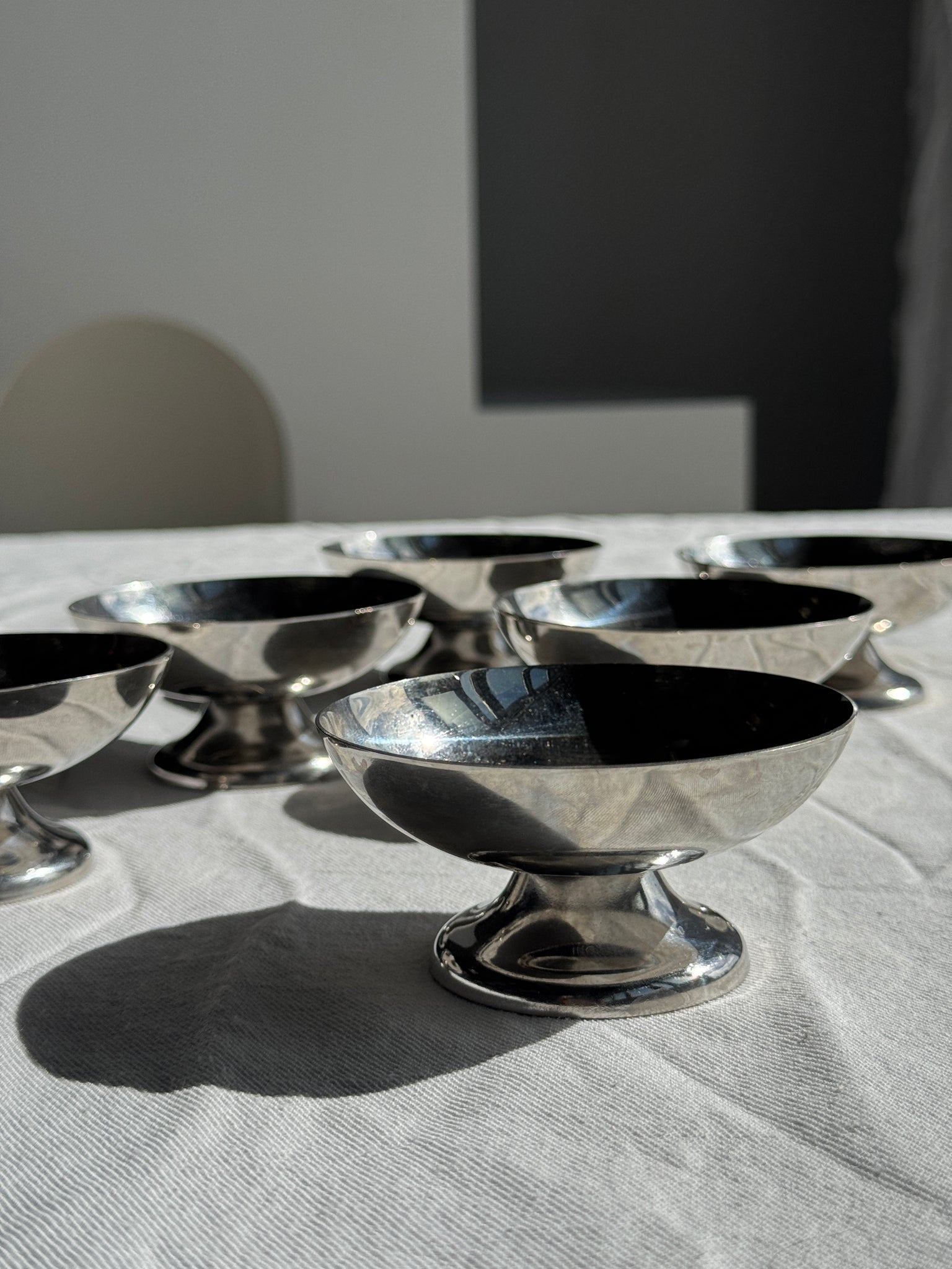 Lot de 6 petites coupes à glace en métal vintage H4,5 D9