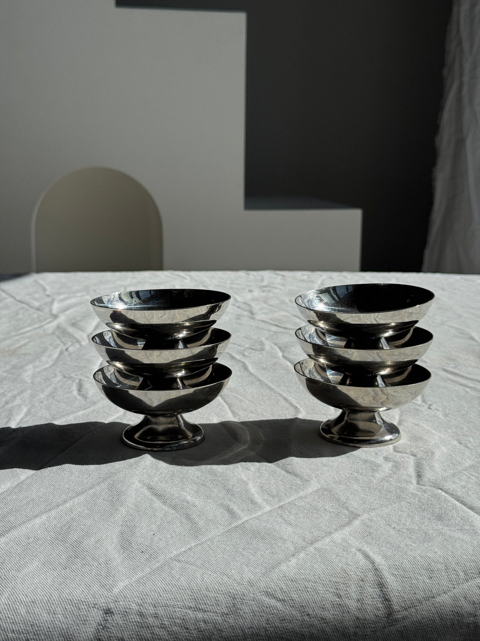 Lot de 6 petites coupes à glace en métal vintage H4,5 D9