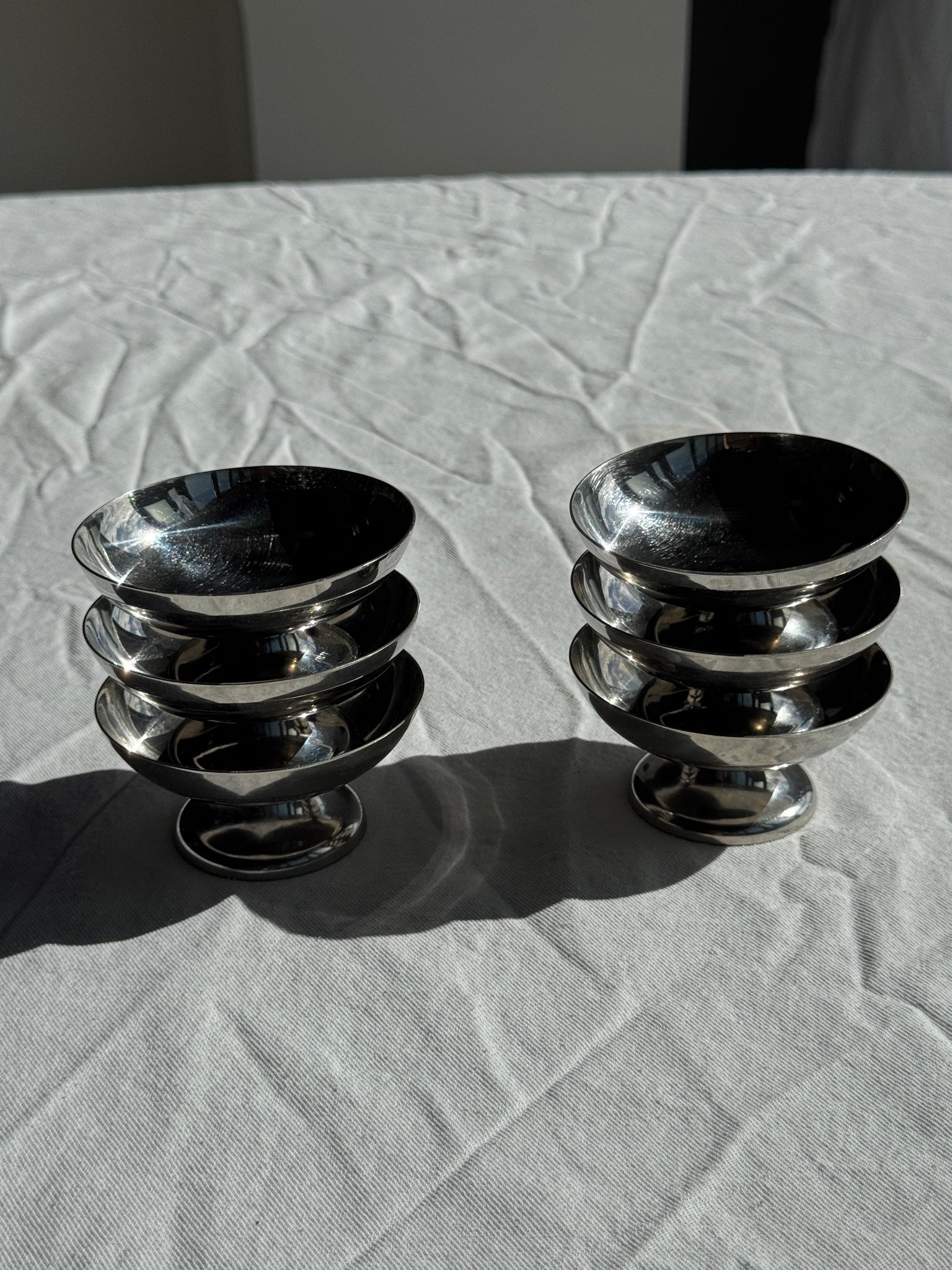 Lot de 6 petites coupes à glace en métal vintage H4,5 D9