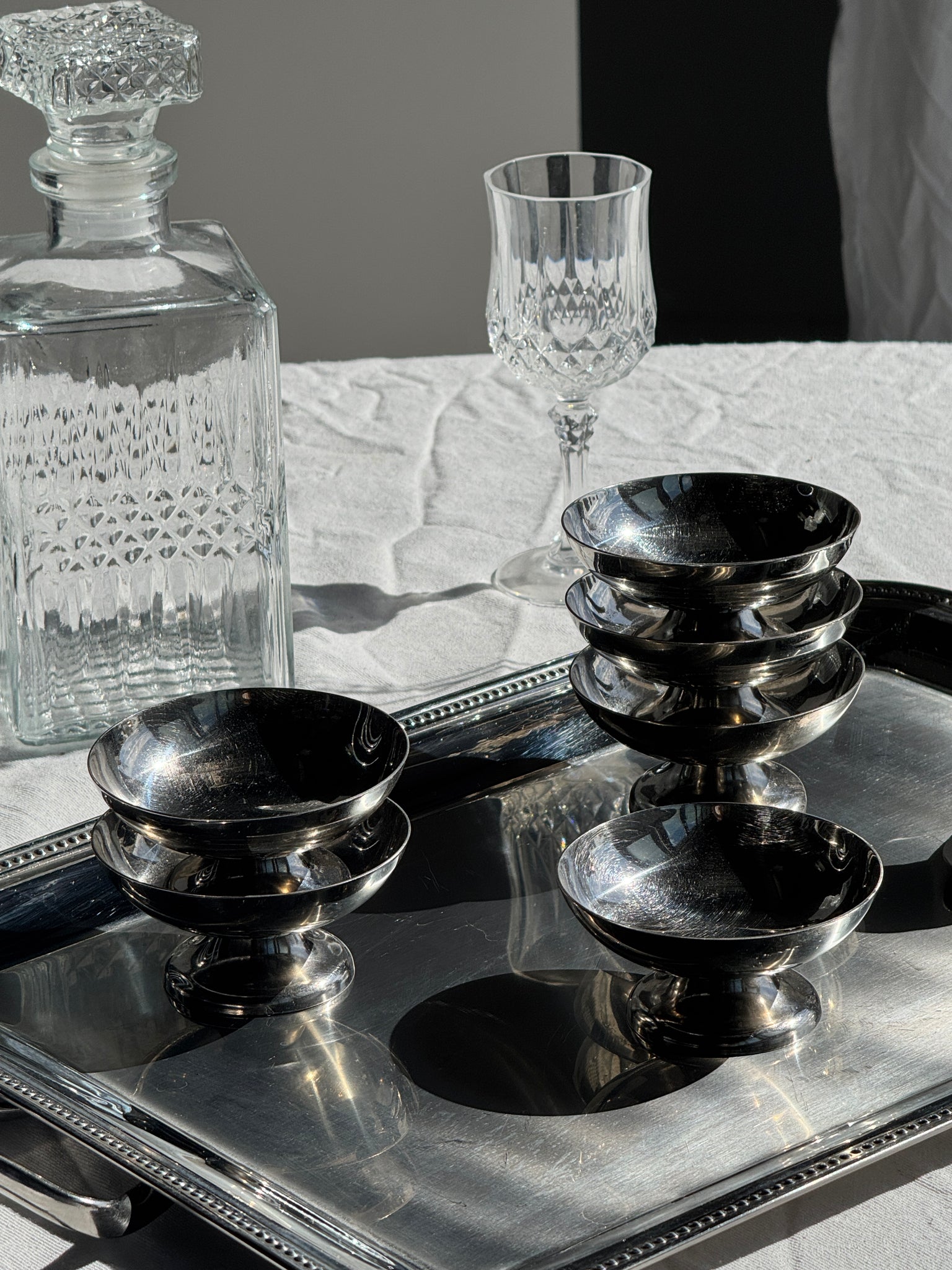 Lot de 6 petites coupes à glace en métal vintage H4,5 D9