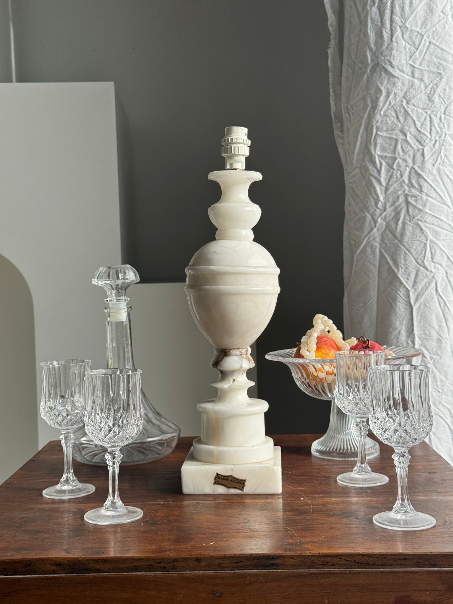 Grand pied de lampe en albâtre H41 D11