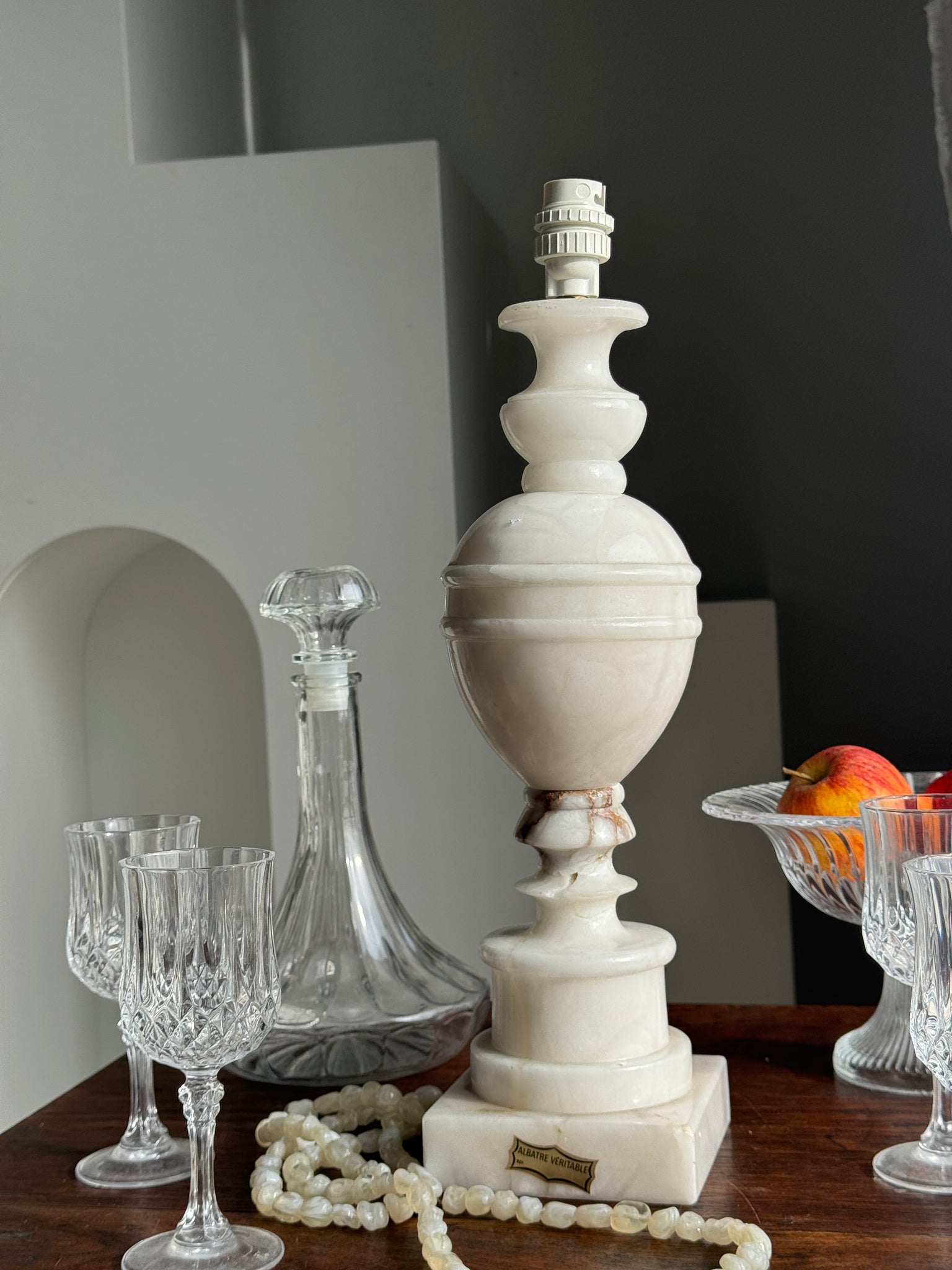 Grand pied de lampe en albâtre H41 D11