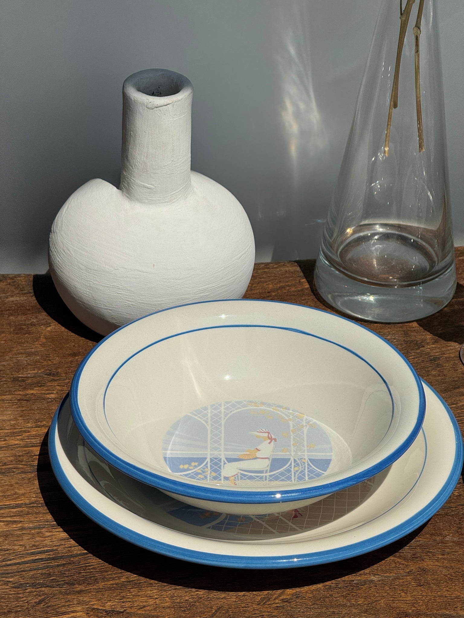 Lot de 3 assiettes creuses et 3 assiettes à dessert et 6 assiettes éclat, vaisselle italienne à motif de femmes en bord de mer