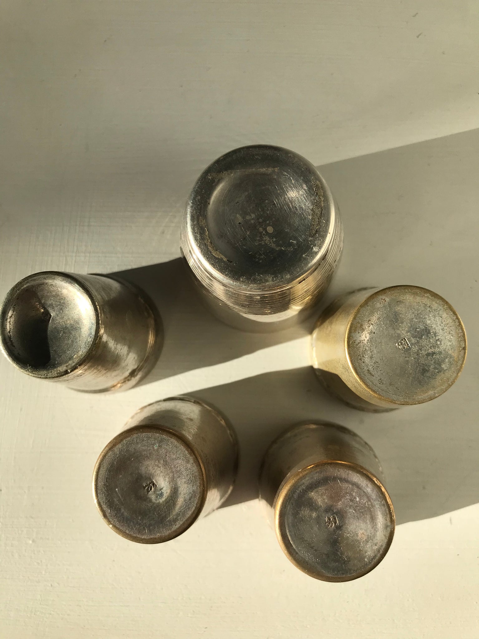 Ensemble de 5 mini timbales en métal argenté