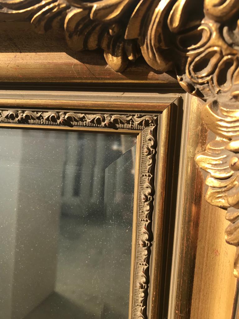 Miroir rectangulaire peinture dorée H:73cm