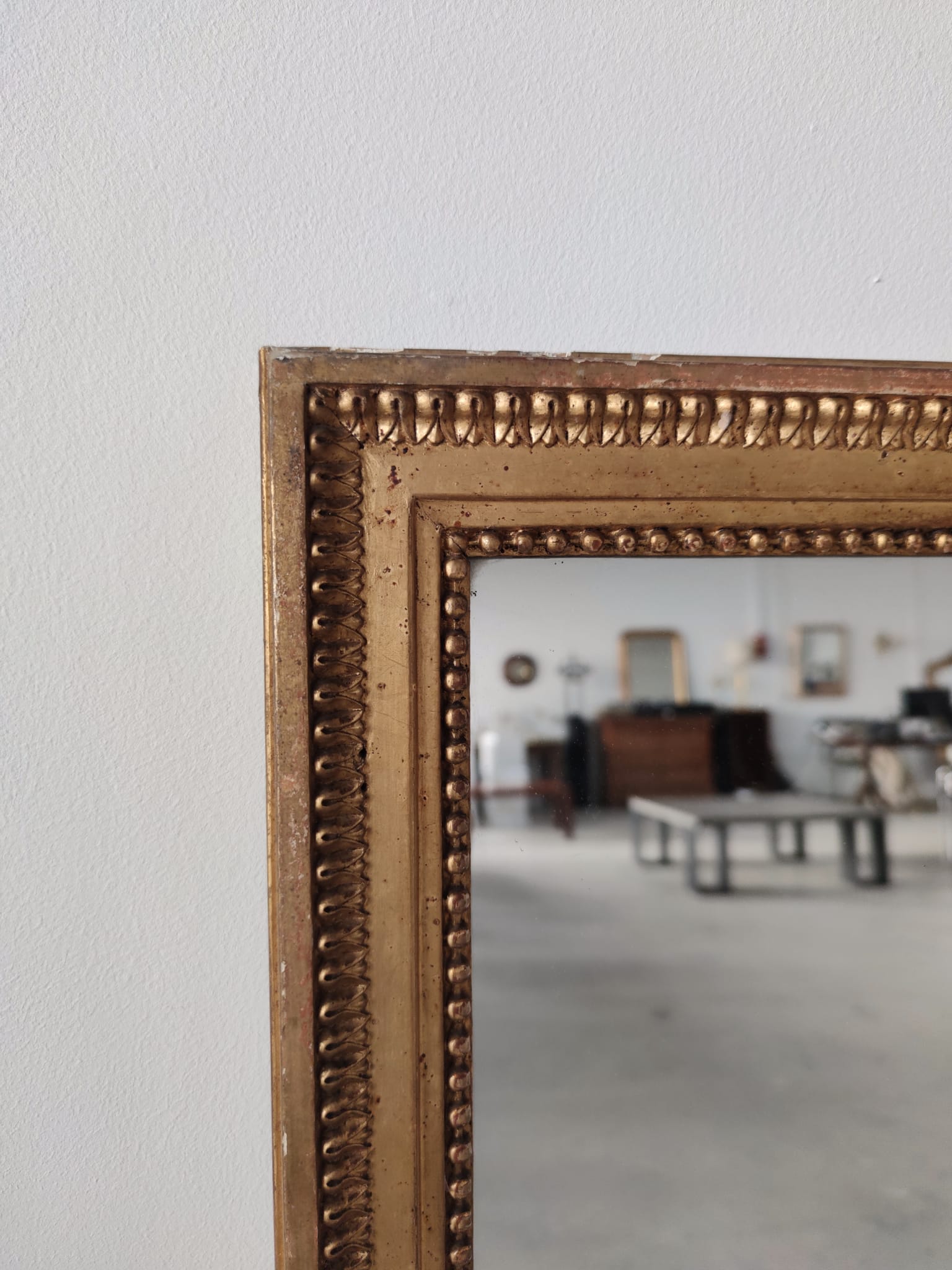 Miroir rectangulaire en bois doré XIXe H:1m21
