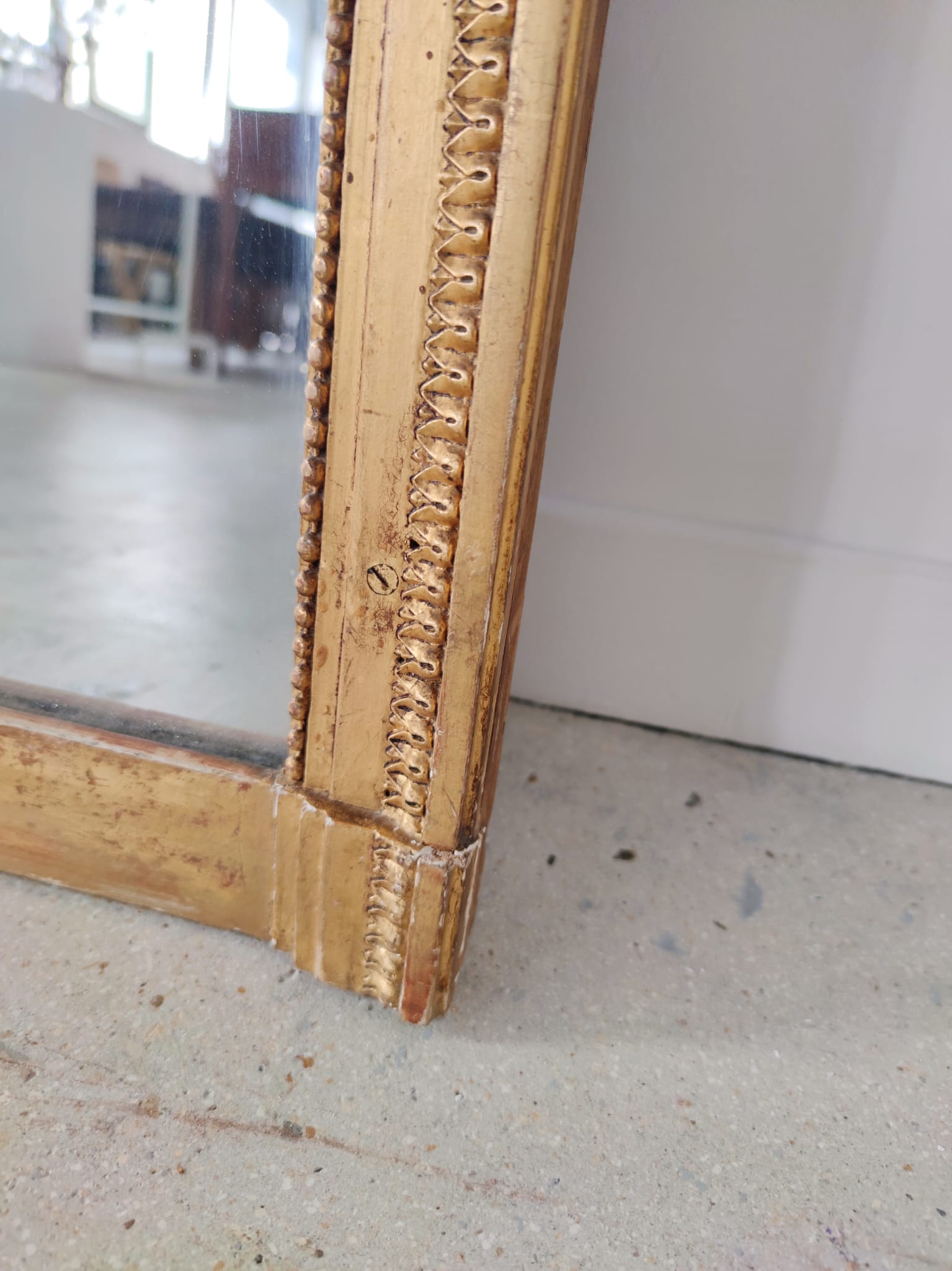 Miroir rectangulaire en bois doré XIXe H:1m21