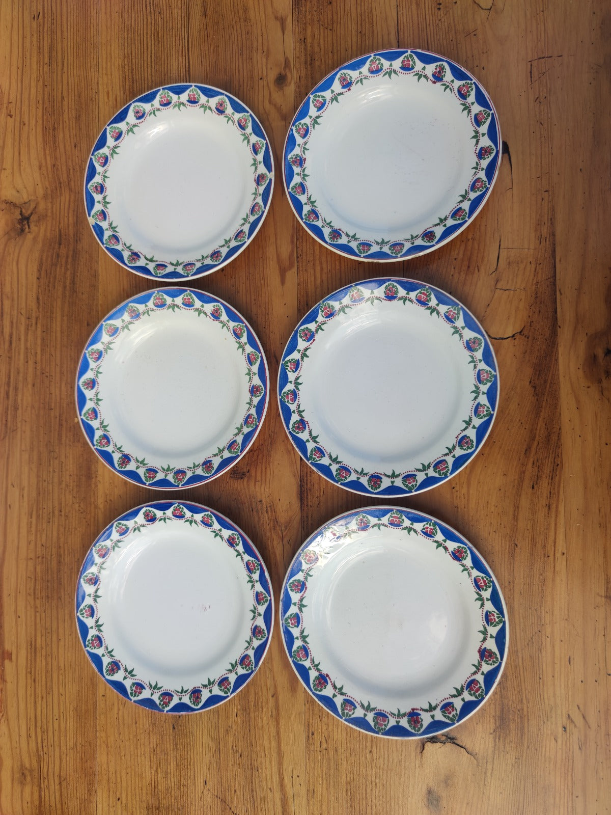 Série de 6 petites assiettes à dessert bleues modèle Orchies Moulin des Loups & Hamage France