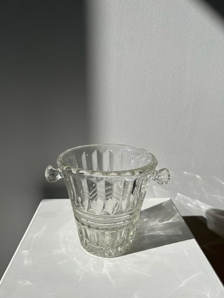 Petit seau à glace en verre vintage H:12,5cm