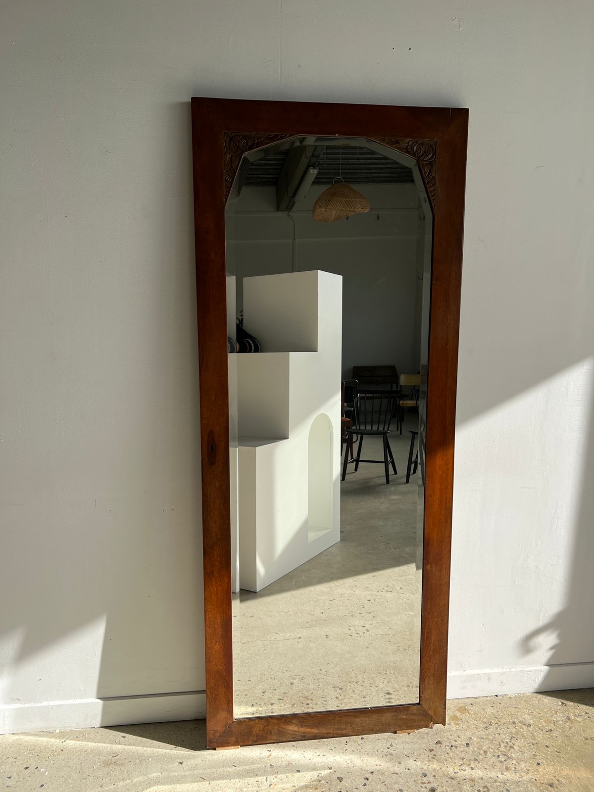 Miroir de pied Art Déco, ancienne porte d'armoire H: 176,5cm