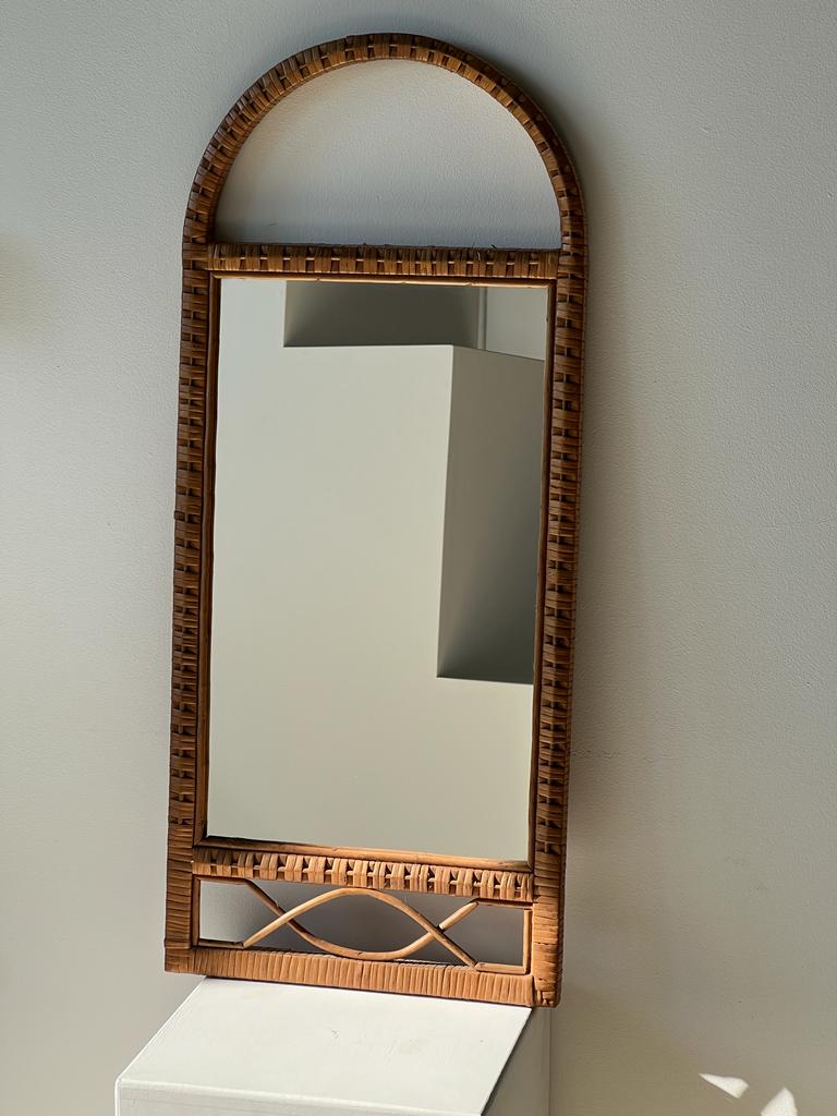 Miroir en rotin vintage
